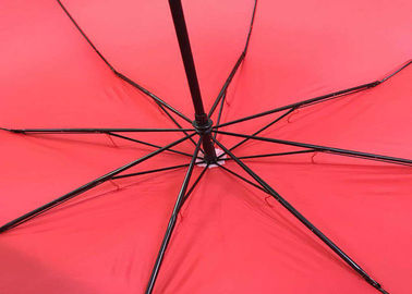 Red Windproof Foldable Umbrella 27 Inch Strong Sturdy For Windy Weather